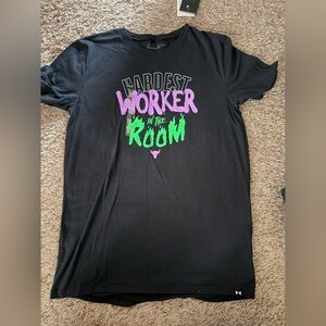 Under Armour Black Tee with Purple and Green Print